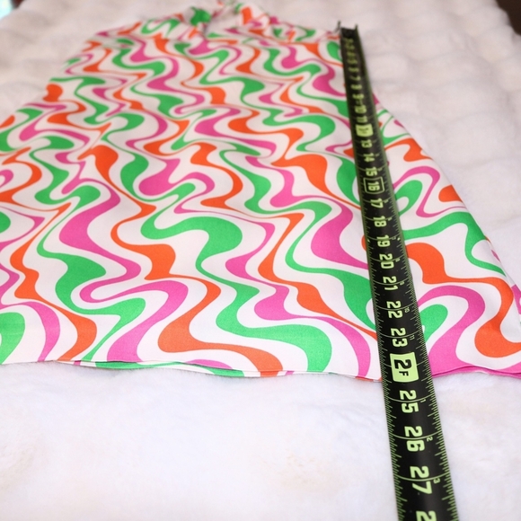 ZARA Halter Satin Mini Dress in Retro Groovy Colorful Print Size M, 70's, Summer - Picture 4 of 7